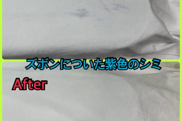 ズボンについた紫色のシミをしみ抜き