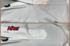 ワイシャツの袖についた赤いシミ